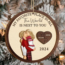 Gift For Couples - My Favorite Place In All The World Kissing Couples - Personalized 2-Layered Wooden Ornament