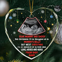 Christmas,Happy,New baby,New Dad,New Mom,Parents - Custom Photo This Christmas I'll Be Snuggled Up Newborn Baby - Personalized Heart Shaped Glass Ornament