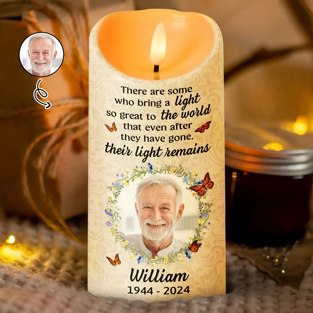 Family, Parents, Gift For Grandparents, Gift For Sibling, Memorial - Custom Photo Memorial There Are Some Who Bring A Light - Personalized Flameless LED Candle