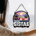 Gift For Sisters, Gift For Bestie, Gift For Sibling - Bestie Sisters Forever Loving - Personalized Window Hanging Suncatcher Ornament
