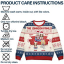 Old Couples, Parents - Cartoon Senior Couple With Children - Personalized Unisex Ugly Sweater