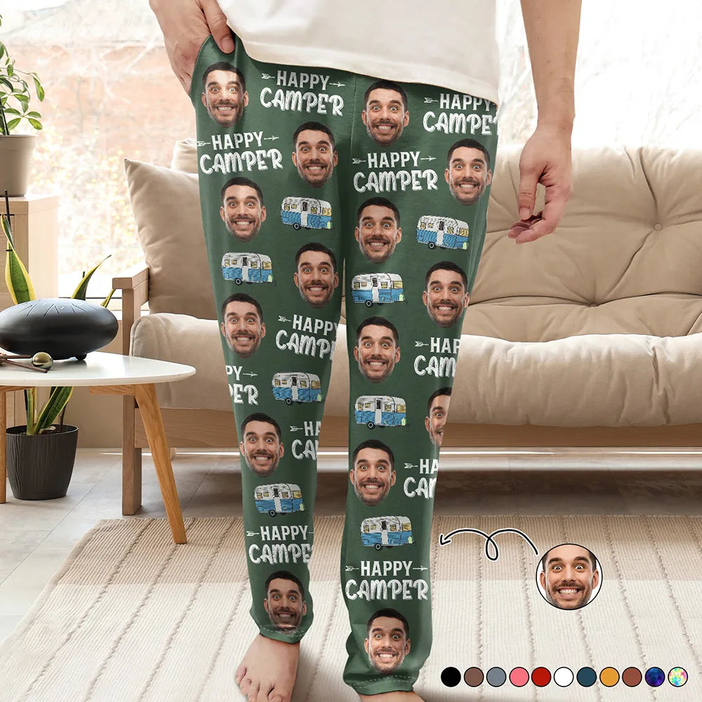 Camping, Campsite - Custom Photo Happy Camper Camping - Personalized Pajama Pants