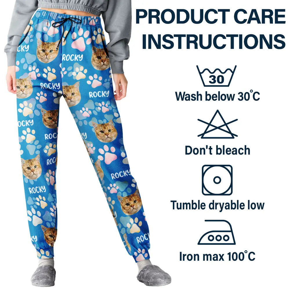 Dog Lovers, Pet Lovers, Cat Lovers, Pet Mom, Pet Dad, Dog Mom, Dog Dad - Custom Photo Lovely Pet Face Pattern Dog Cat Family - Personalized Pajama Pants