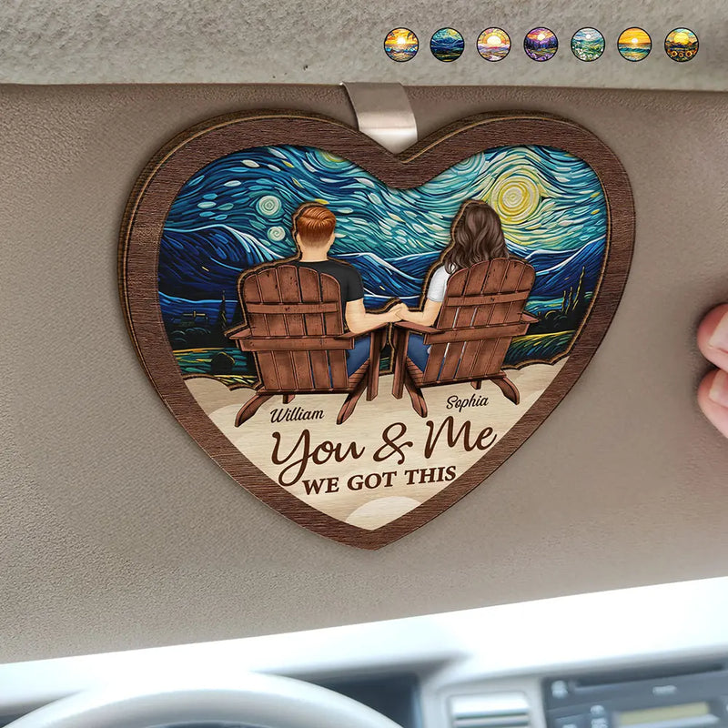 Gift For Couples, Gift For Husband, Gift For Wife, Gift For Boyfriend, Gift For Girlfriend - You And Me We Got This Couple - Personalized Custom Shaped Car Visor Clip
