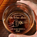 Dog Lovers, Dog Dad, Pet Lovers, Cat Lovers - A Man Cannot Survive On Wine Alone He Also Needs A Dog Cat - Personalized Engraved Whiskey Glass
