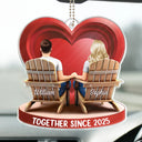 Gift For Couples, Gift For Husband, Gift For Wife, Gift For Boyfriend, Gift For Girlfriend - Together Since Couple 3D Effect - Personalized Acrylic Car Hanger