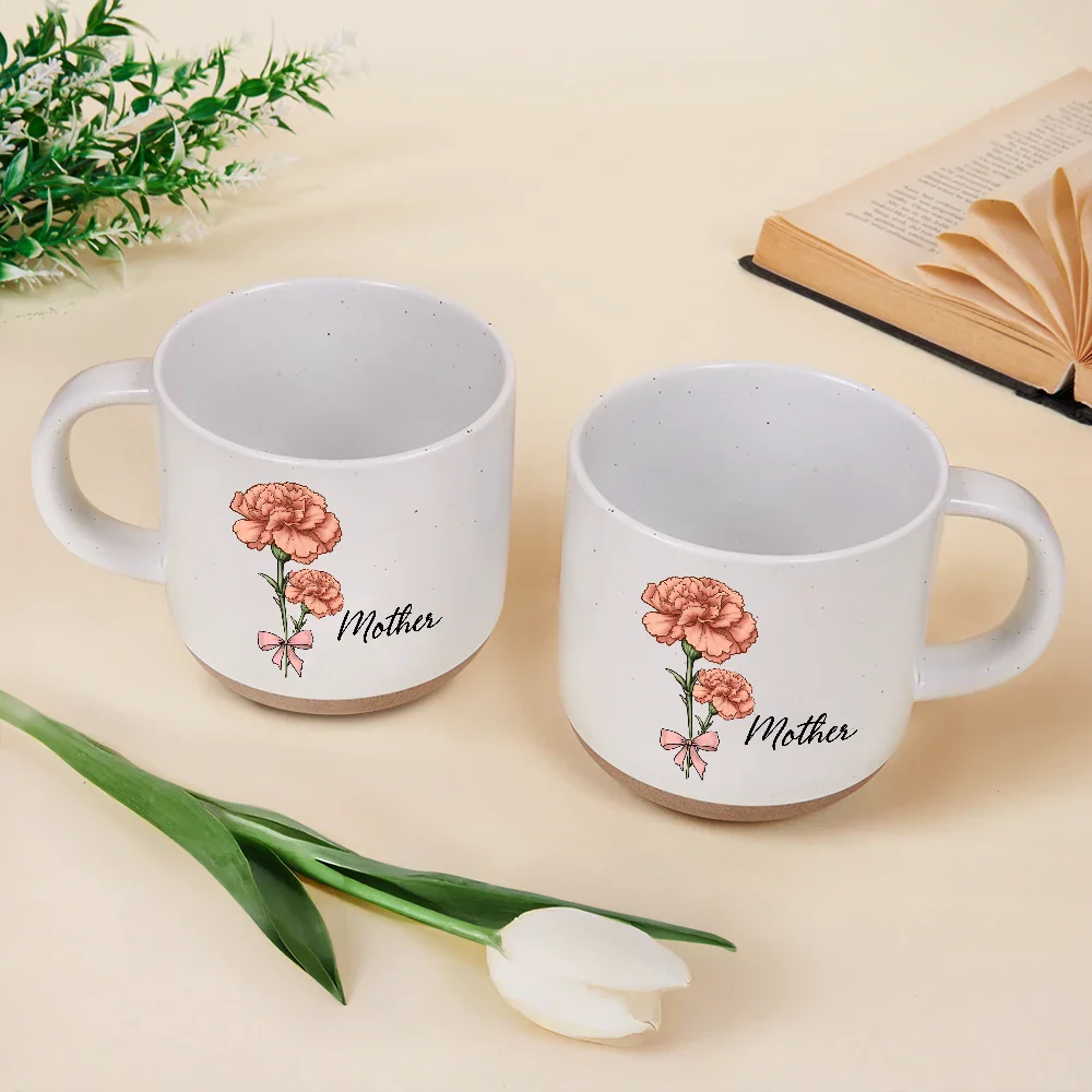 Gift For Grandma, Gift For Mother - Birth Flowers Mom Grandma Nana - Personalized Pottery Mug
