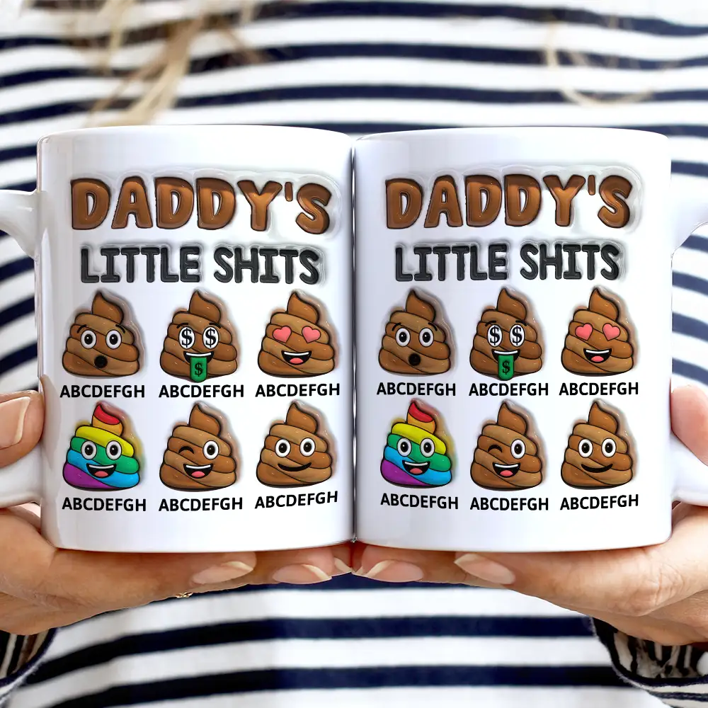 Gift For Mother,Gift For Grandpa,Gift For Grandma,Gift For Father - Mommy's Little Shits - 3D Inflated Effect Printed Mug, Personalized White Edge-to-Edge Mug
