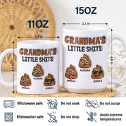 Gift For Mother,Gift For Grandpa,Gift For Grandma,Gift For Father - Mommy's Little Shits - 3D Inflated Effect Printed Mug, Personalized White Edge-to-Edge Mug
