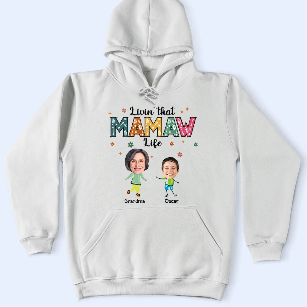 Gift For Grandma,Gift For Mother,Happy,Gift For Wife - Custom Photo Living That Grandma Life Funny Cartoon - Personalized T Shirt