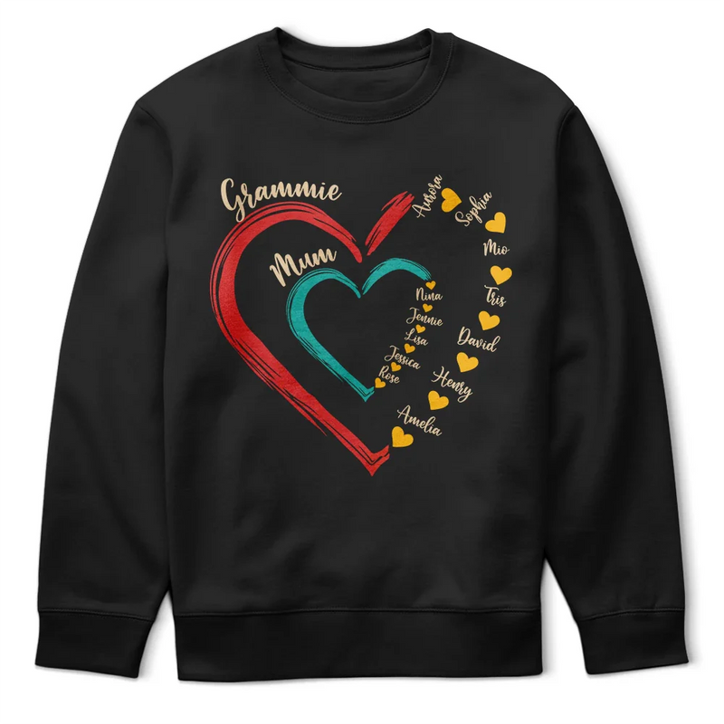 Gift For Grandma,Love,Gift For Mother,Gift For Wife - Mom Grandma Sweethearts Retro - Personalized T Shirt