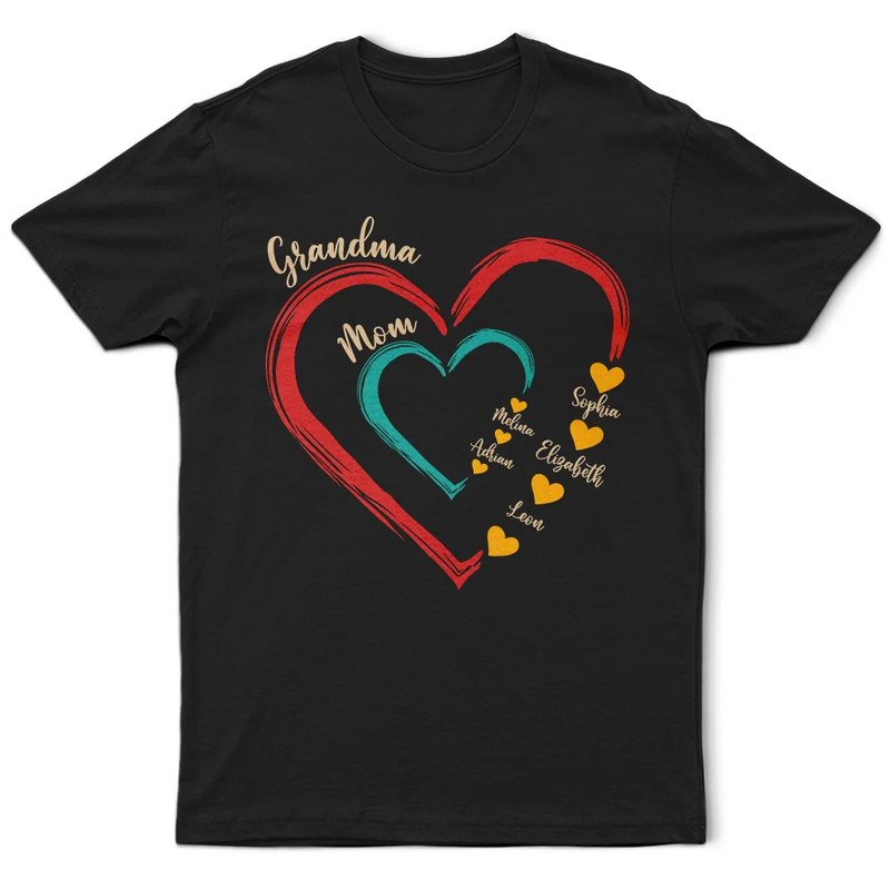 Gift For Grandma,Love,Gift For Mother,Gift For Wife - Mom Grandma Sweethearts Retro - Personalized T Shirt