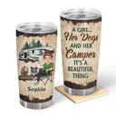A Girl Her Dog & Her Camper - Camping Gift - Personalized Custom Tumbler