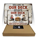 Welcome To Our Patio Grilling Listen To The Good Music - Backyard Sign - Personalized Custom Classic Metal Signs
