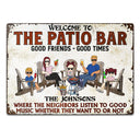 Patio Bar Grilling Listen To Good Music Family - Backyard Sign - Personalized Custom Classic Metal Signs