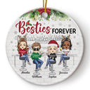 Besties Forever Christmas Best Friends Colorful - Bestie BFF Gift - Personalized Custom Circle Ceramic Ornament