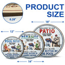 Poolside Grilling Listen To Good Music Couple Husband Wife - Backyard Sign - Personalized Custom Wood Circle Sign