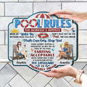 Pool Rules For Drinkers And Dummies - Home Decor, Backyard Decor, Gift For Her, Him, Family, Couples, Husband, Wife - Personalized Custom Shaped Wood Sign