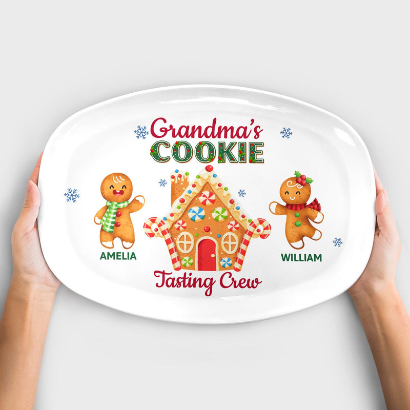 Grandma's Cookie Tasting Crew - Christmas, Loving Gift For Mom, Grandma, Grandparents, Family - Personalized Plate