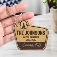 Adventuring Together - Funny, Loving Gifts For Camping Lovers - Personalized Wooden Keychain