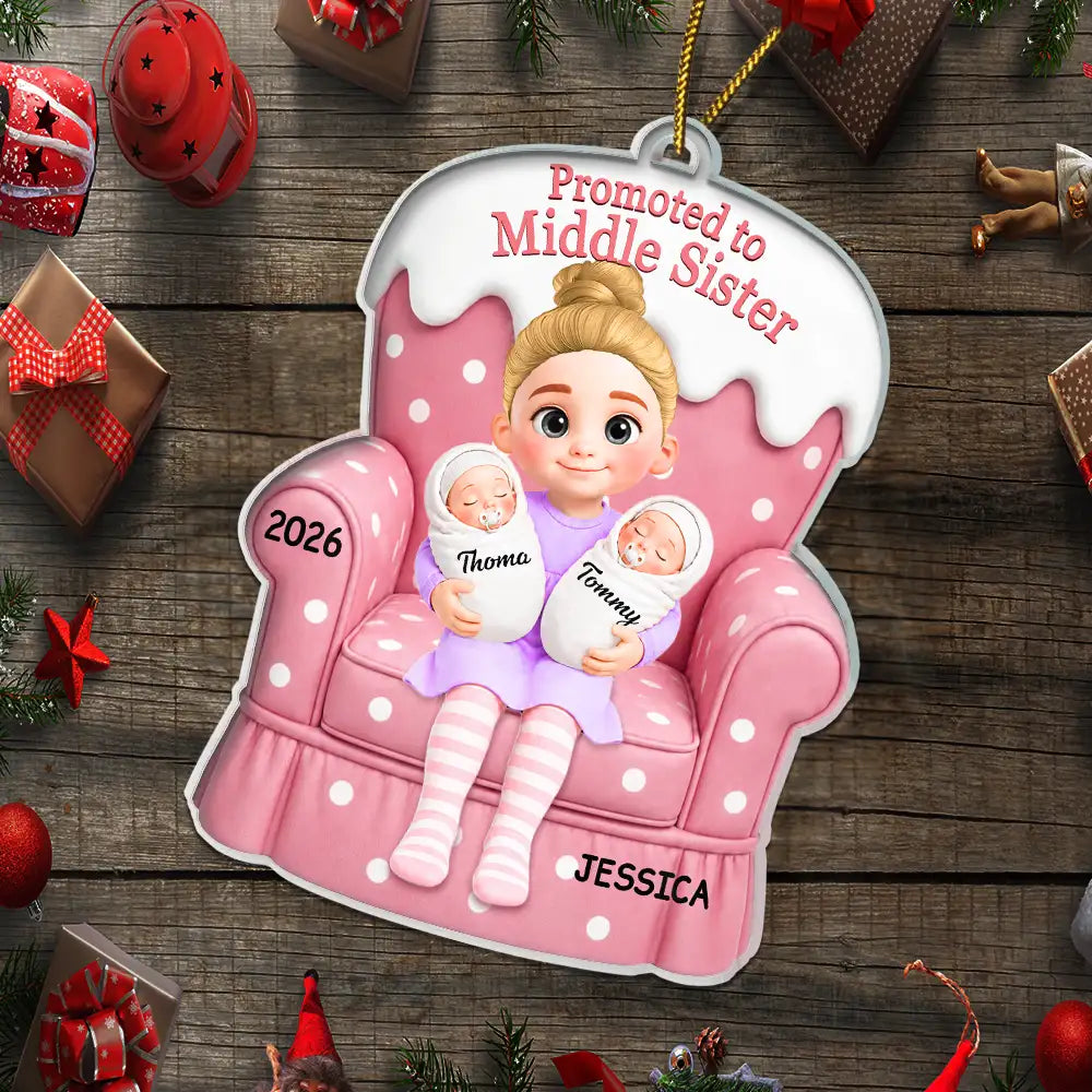 Adorable,New Mom,Christmas,Gift For Mother,Vector - New Baby Christmas Gift For Big Sister - Personalized Custom Shaped Acrylic Ornament