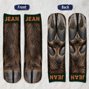 Gift For Men,Gift For Yourself,Gifts For Him,Humorous,Hunting,Icon - Funny Gag Gift For Hunters - Personalized Animal Paw Illusion Socks