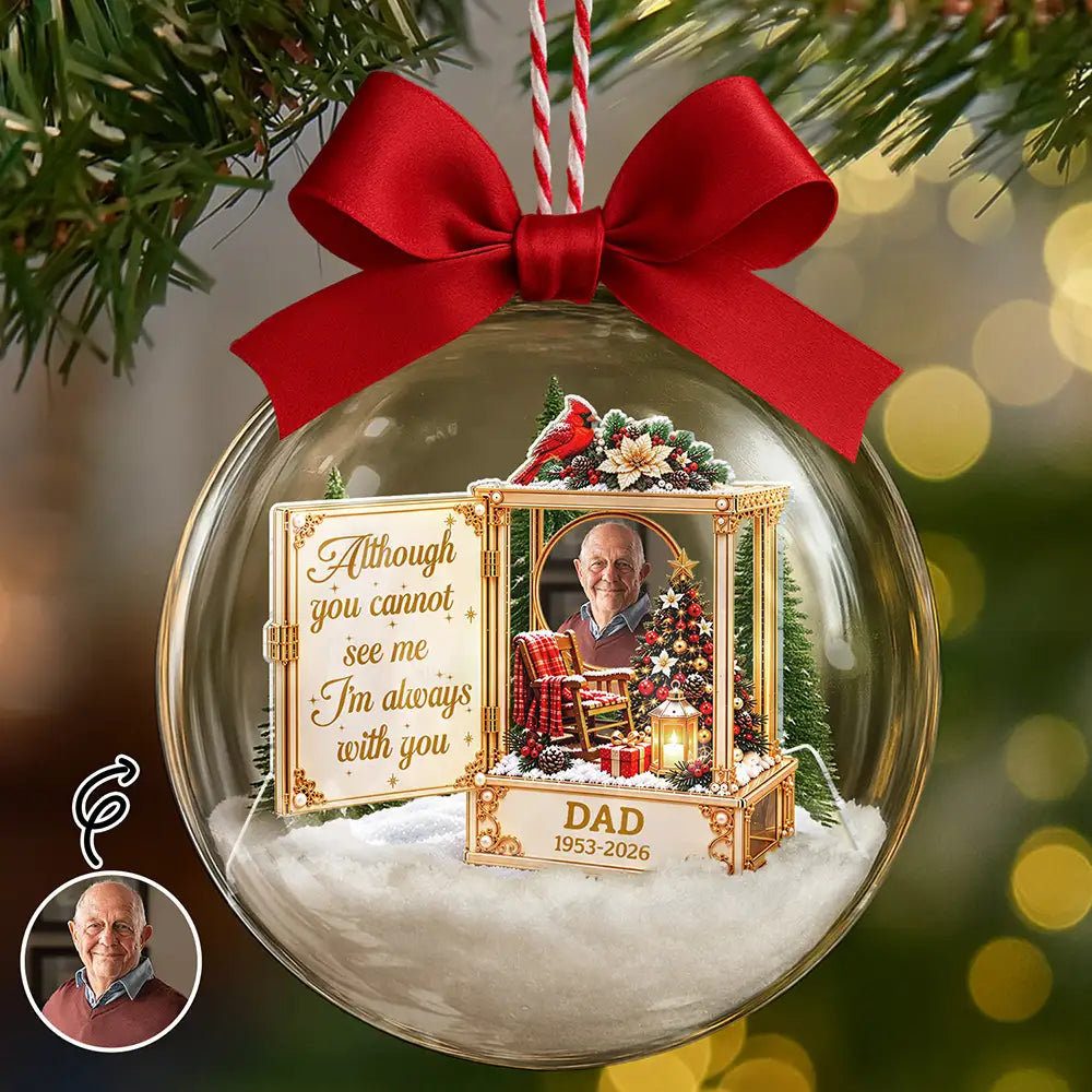 Sympathy Gift For Loss Of Loved One - Personalized Custom Photo Forever In Our Hearts 3D Acrylic Ball Ornament