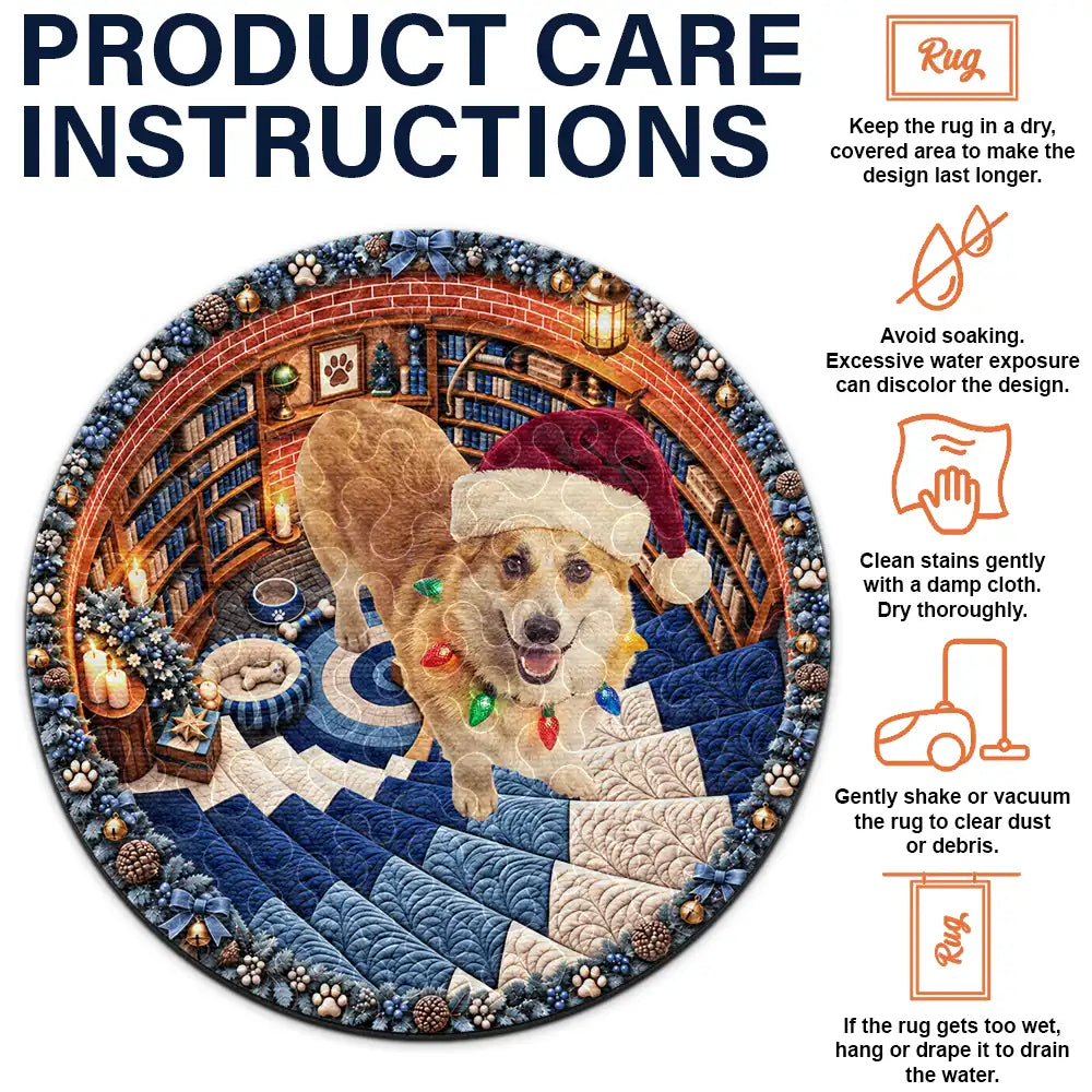 Art Design, Christmas, Custom Photo, Dog Lovers, Pet Lovers, Photo - Santa Hat Looking Up Pet, Playful, Top Market - Gift For Dog Mom, Dad & Cat Lovers - Personalized Custom Photo Santa Hat Pet Christmas Rug
