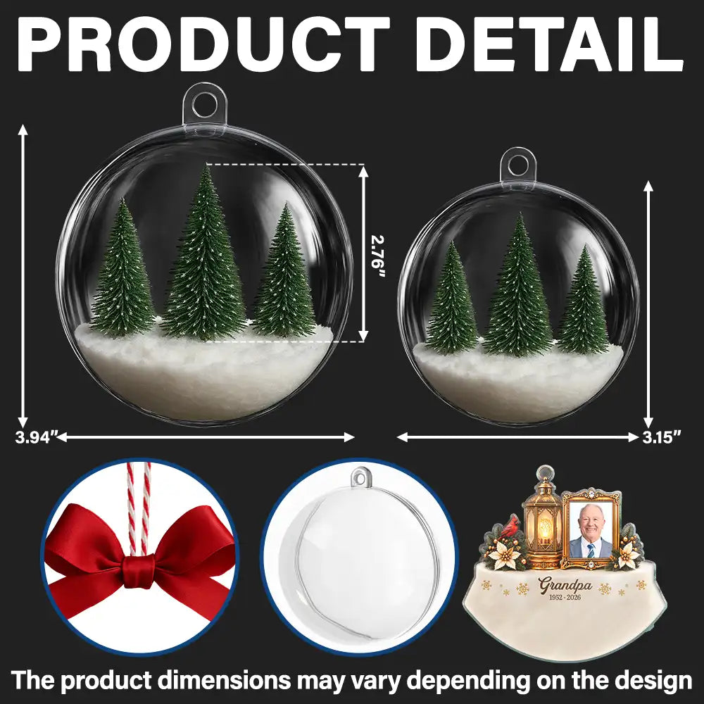 Christian, Christianity, Christmas, Custom Photo, Family, Memorial, Memorial Loved One, Sympathetic, Upload Full Photo - Christian Memorial Christmas Gift - Personalized Custom Photo In Loving Memory 3D Acrylic Ball Ornament