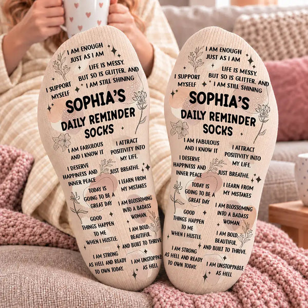 Christmas,Custom Text,Gift For Women,Gift For Yourself,Gifts For Her,Happy,Top Market - Gift For Her, Coworkers, Friends - Personalized Daily Reminder Socks