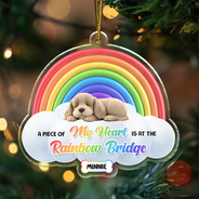 Gift For Women,Gift For Men,Memorial,Dog Lovers,Dog Mom,Dog Dad,Sad,Christmas - A Piece Of My Heart Sleeping Dog 3D Effect - Personalized Custom Shaped Acrylic Ornament