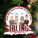 Christmas Siblings Never Apart - Gift For Sister, Siblings - Personalized Custom Shaped Wooden Ornament
