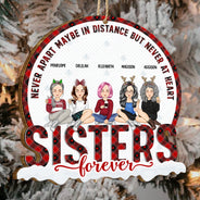 Christmas Siblings Never Apart - Gift For Sister, Siblings - Personalized Custom Shaped Wooden Ornament