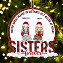 Christmas Siblings Never Apart - Gift For Sister, Siblings - Personalized Custom Shaped Wooden Ornament