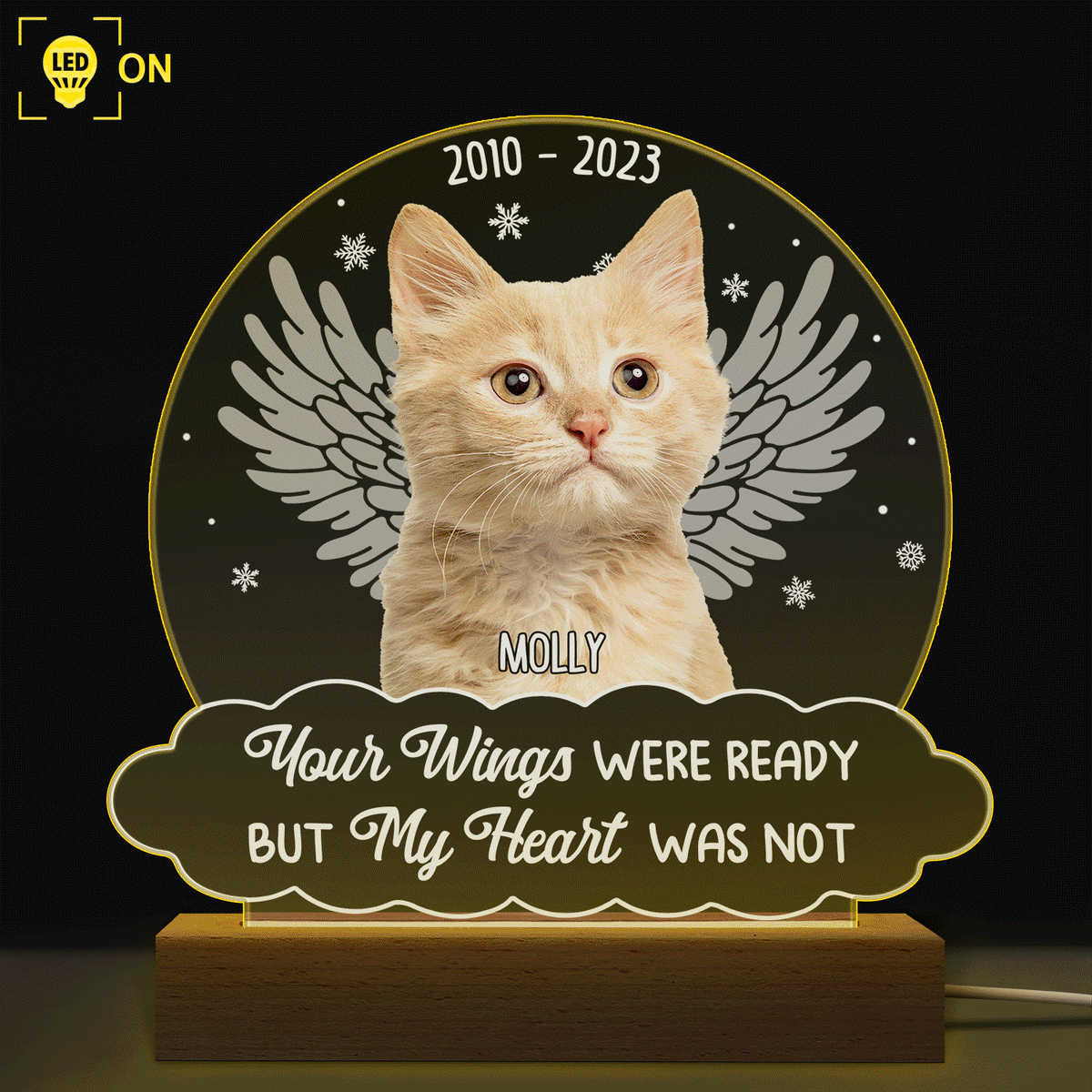 Custom Photo You Were My Favorite Hello - Memorial Gift For Pet Lovers - 3D Led Light Wooden Base