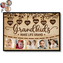 Custom Photo Grandkids Make Life Grand - Gift For Grandpa, Grandma, Grandparents - Personalized Poster
