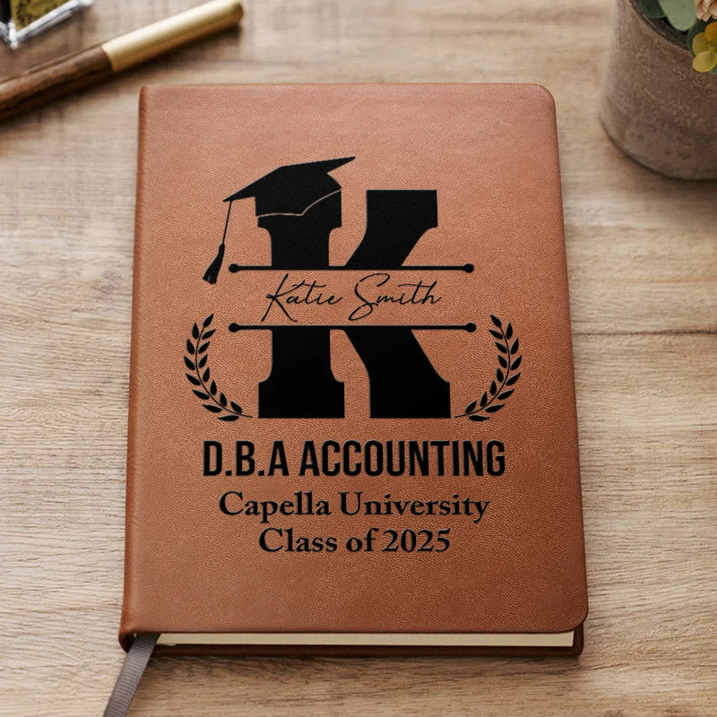 Monogram Graduation Ceremony - Graduation Gift, Gift For Friends - Personalized Leather Journal
