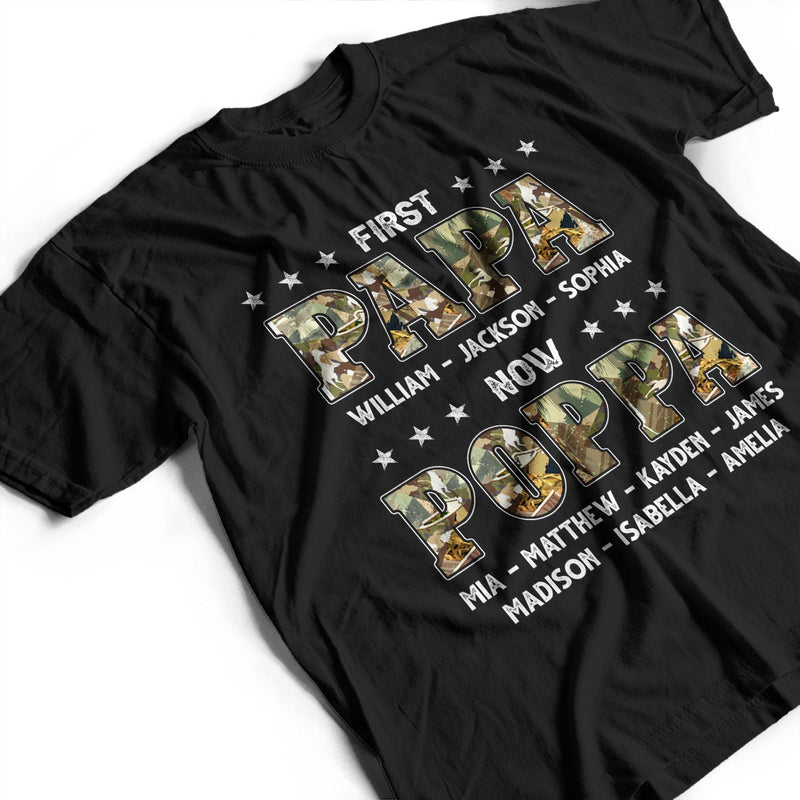 First Dad Now Grandpa - Gift For Father, Grandfather - Personalized T Shirt