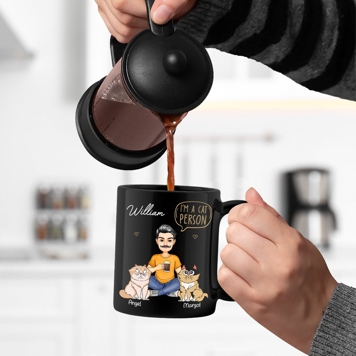 Cat Mom Cat Dad I'm A Cat Person - Gift For Cat Lovers - Personalized Black Mug