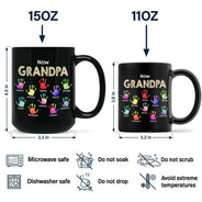 First Dad Now Grandpa Handprints - Personalized Black Mug