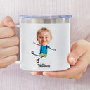 Custom Photo To Dad From The Reasons You Drink Funny - Personalized 14oz Stainless Steel Tumbler With Handle