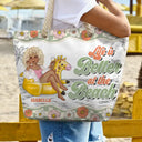 Flamingo Float Just A Girl Who Loves Beach - Personalized Beach Bag