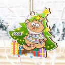 Funny Cats Scratching Christmas Tree - Personalized Custom Shaped Wooden Ornament