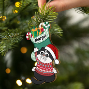 Jingle Cat All The Way - Personalized Custom Shaped Wooden Ornament