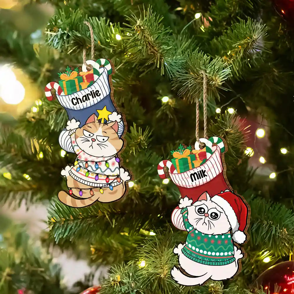 Jingle Cat All The Way - Personalized Custom Shaped Wooden Ornament