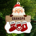 Santa Claus Mrs Claus Grandkids - Personalized 2-Layered Wooden Ornament