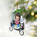 Custom Photo Christmas Baby Kid In Car - Personalized Custom Shaped Acrylic Ornament