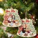 You, Me And The Cats - Personalized Custom Shaped Wooden Ornament