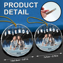 Christmas,Custom Photo,Family,Gift For Bestie,Gift For Sisters,Gift For Brothers,Gift For Sibling,Happy - Custom Photo Family Friends Besties Sisters Sitting Together - Personalized Circle Glass Ornament