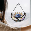 Gift For Bestie, Gift For Sisters, Gift For Brothers - Friends Besties Sisters Brothers Sitting Together - Personalized Window Hanging Suncatcher Ornament